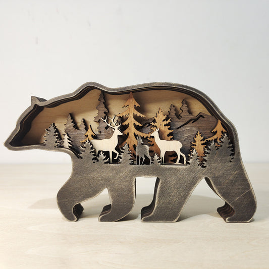 Light UP Wooden Carved Forest Animals